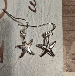 Silver Tone Dangle Star Earrings
